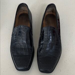 Louis Vuitton Black Crocodile Embossed Loafers